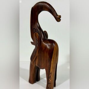 Handcrafted Wooden Elephant Sculpture Signed by artist